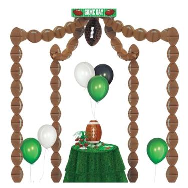 Imagem de Beistle Dossel de futebol de papel para festas de dia de jogo – Decorações esportivas, 50 x 50 cm, Marrom/Verde/Branco