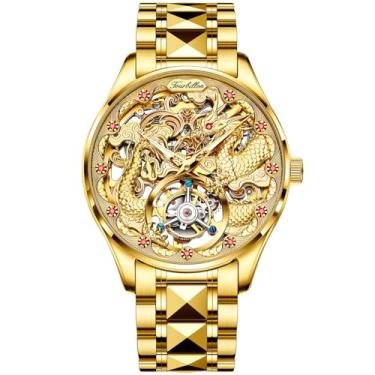 Imagem de OUPINKE Relógio de pulso masculino automático, automático, dourado, diamante, luxuoso, mecânico, cristal de safira, luminoso, à prova d'água, 3176: ouro