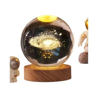 Imagem de Bola De Cristal 3D 6cm Luz Noturna LED Sistema Solar Planetas Lua Astr