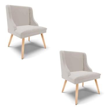 Imagem de Cadeiras de Jantar Kit 2 Liz Veludo Cinza Pés Palito Natural D03 - D'R