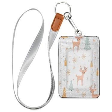 Imagem de Wassud Cordões de couro PU de veado de Natal para crachás de identificação, porta-chaves, porta-crachás, cartões de crédito para escritórios, funcionários estudantes, funcionários