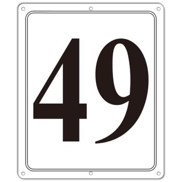 Imagem de i-CowFun Placa numerada de metal premium ao ar livre, refletiva 30,5 cm x 25,4 cm placas numeradas de alumínio grande 49 para estacionamento, quadra de tênis, campo, armazém, corredor, edifício, doca