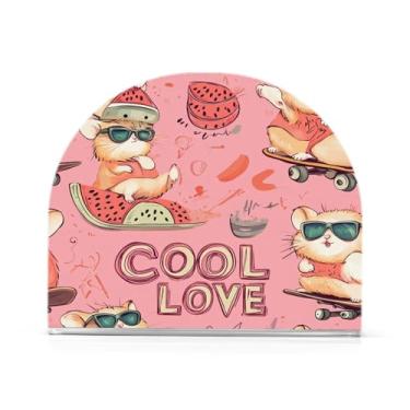 Imagem de xigua Porta-guardanapos de acrílico, porta-guardanapos de hamster de desenho animado fofo para mesas cozinha restaurante decoração de casa, suporte decorativo moderno para guardanapos de coquetel de