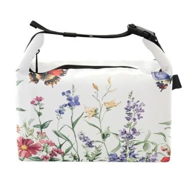 Imagem de STAYTOP Lancheira primavera flores silvestres e borboletas com fivela de alça, lancheira isolada para meninos e meninas, lancheira térmica para trabalho escolar