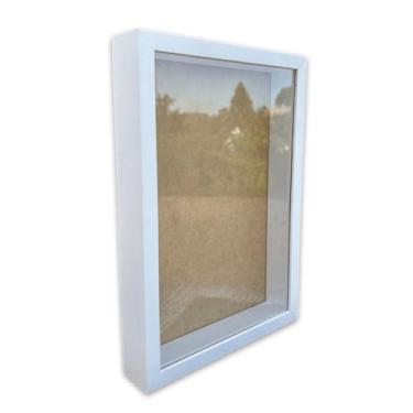 Imagem de Moldura Caixa Alta Com Vidro Expositora Folhas Secas Bordados Quadros Quilling Scrapbook - Revestida - 1,5X4,5(Branco,10X10 cm)