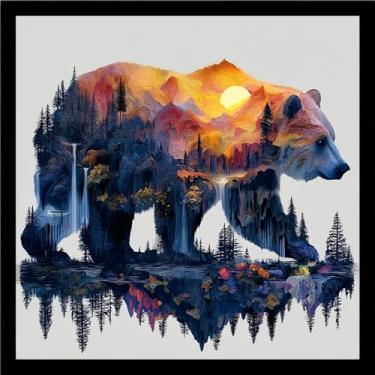 Imagem de DMCVIVR Kits de ponto cruz estampado para iniciantes e adultos, kits de bordado para iniciantes, kit de bordado para adultos, kit cruzado para iniciantes, 11 quilate - urso abstrato 46 x 45 cm