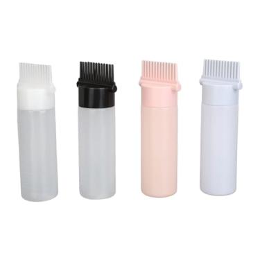 Imagem de Dioche Frasco Aplicador de Pente Com Escala Transparente, Fácil de Apertar, Frasco de Pincel para Coloração de Cabelo, Kit Aplicador de Tintura de Cabelo, 4 Cores, Plástico Durável