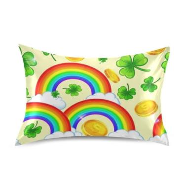 Imagem de Fronhas coloridas de cetim arco-íris de desenho animado floral refrescante king queen almofadas padrão chinelos arte fofa capa de almofada de cama tamanho queen 76.2 cm x 50.8 cm