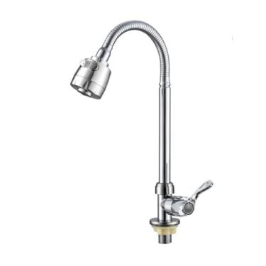 Imagem de Torneira Gourmet de Cozinha Cromada com Bica Flexível e Giratória – Duplo Jato, Mecanismo Cerâmico 1/4 de Volta – Bancada(BANCADA)