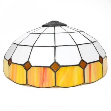 Imagem de Cúpula de Abajur Tiffany de Reposição, Cúpula de Vidro Colorido de 40 cm, Design Mediterrâneo com Tulipas e Girassóis Antigos, Contas de Cristal, Apenas para Abajures de Mesa, de Chão e Pend