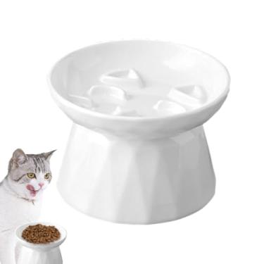 Imagem de Tigelas Elevadas Para Gatos - Comedouro De Cerâmica Anti Vómitos Para Animais De Estimação - Tigela Elevada Para Alimentação De Gatos E Cães | Para Dieta Saudável Com Alimento Seco E Húmido