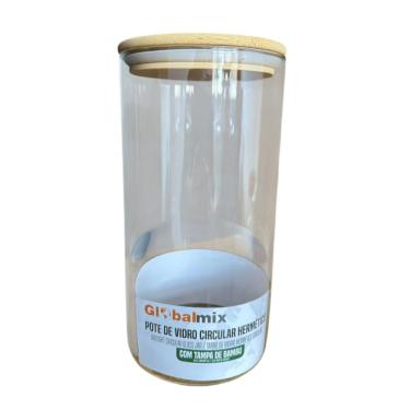 Imagem de Pote de Vidro Circular Hermético Multiuso com Tampa de Bambu - 1200ML