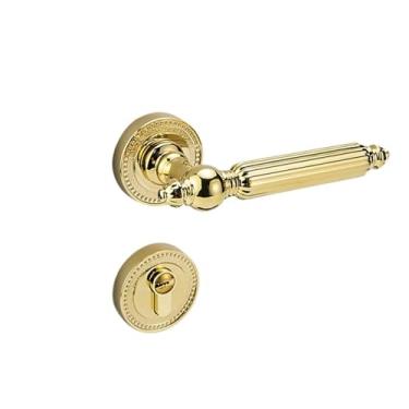 Imagem de Fechadura retrô para porta de quarto interior silenciosa maçaneta americana dividida fechadura de porta doméstica de madeira liga de zinco (ouro)