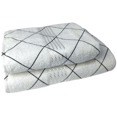 Imagem de Jogo Toalha de Banho e Rosto Felpuda 2 Peças - Algodão com Detalhes em Viscose e Alta Absorção (Orion)