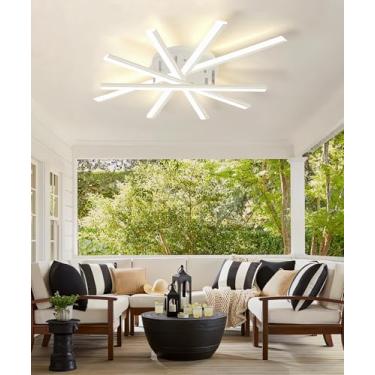 Imagem de Luminária de teto LED linear moderna, dimerizável de 3000 a 6000K, luminária pendente de embutir preta, luminárias de teto douradas, para quartos, cozinhas, salas de jantar e áreas de serviç