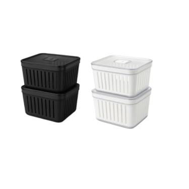 Imagem de Organizador de Frigorífico Cesto 3,8L com Tampa Armazena Alimentos e Legumes, Ideal para Cozinha e Famílias Multiusos(2,Cristal)