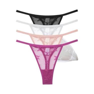 Imagem de Conjunto De Lingerie Feminina Sexy De Renda 4 Peças, Calcinha Transpar