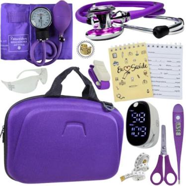 Imagem de Kit Enfermagem Super Luxo Maleta Exclusiva Completa - Love Saude, ROXA