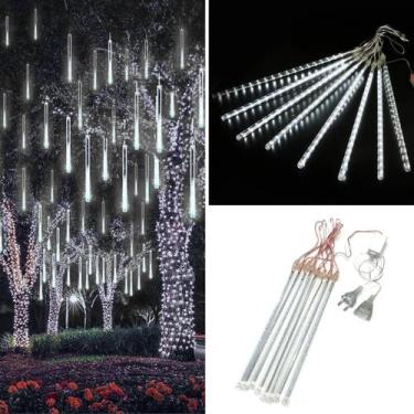 Imagem de Cascata C/8 Tubos Queda Pisca Chuva Led Decoração Natal 50cm - TOP NAT