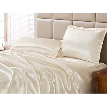 Imagem de Jogo de lençol cetim casal 4 peças cama box seda varias cores - Hp enx