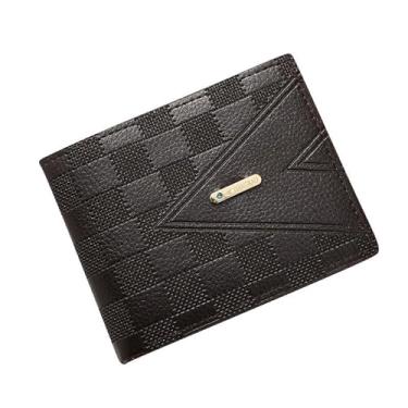 Imagem de Carteira masculina fina 2026, porta-cartões de luxo horizontal e clipe de dinheiro para uso comercial e diário, Café, Tendência