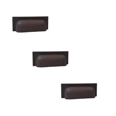 Imagem de Kit 3 Puxador Plymouth Zen Vecchio Metallo Concha 80Mm