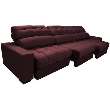 Imagem de Sofá Retrátil E Reclinável Com Molas Ensacadas Cama Inbox Master 3,82m Tecido Suede Vinho