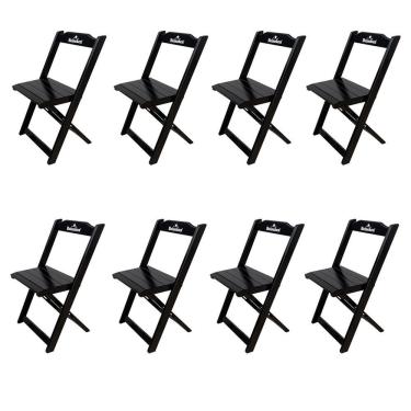 Imagem de Kit 8 Cadeiras Dobráveis Madeira Hei Preta