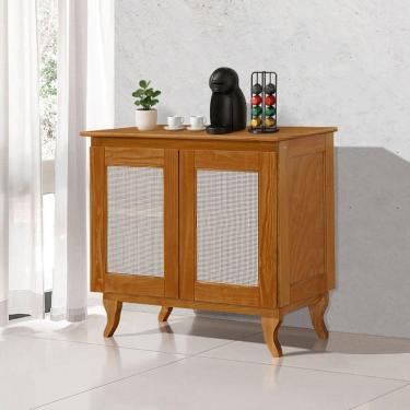 Imagem de Buffet Salão De Beleza Em Madeira Maciça Deltan 2 Portas Em Telinha - Castanho