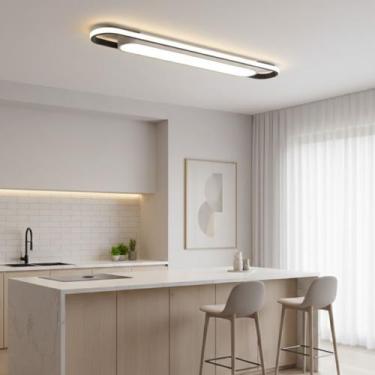 Imagem de Luminária LED 80cm Sobrepor Tricolor Luz Branca Neutra Amarela Difusor