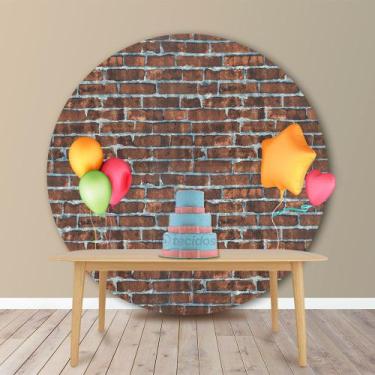 Imagem de Painel Redondo em Jacquard Estampado Tijolo Marrom, 2,20