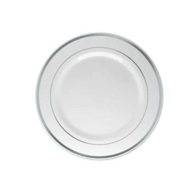 Imagem de Pratos Descartáveis Luxo Refeição Borda Prata-5Un - Arcolor