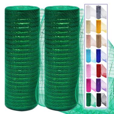 Imagem de Rolos de fita de malha Deco Ableme Deco Green 10 cm x 9 m (2 unidades)