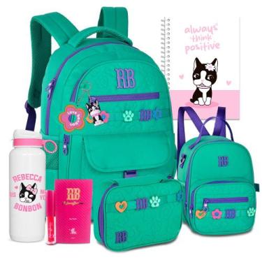 Imagem de Kit Mochila Costas Feminina Rebecca Bonbon Estojo Lancheira, Rb26235 v