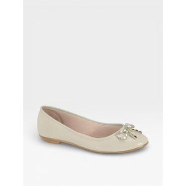 Imagem de Sapatilha Feminina Moleca Com Laço Pedraria Verniz Branco Off, Branco 
