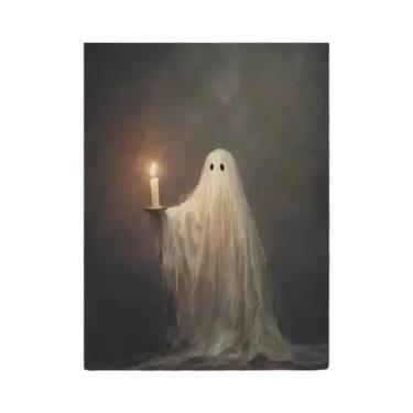 Imagem de Pôster De Lona Estilo Art Déco Com Fantasmas E Luz De Vela, Sem Moldur