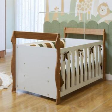 Imagem de Berço 3 em 1 com Regulagem de Altura 100% MDF Star Branco/Amadeirado -