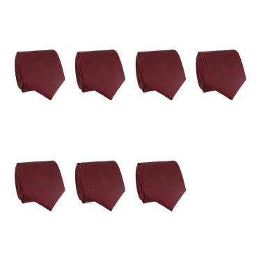 Imagem de Kit 7 Gravatas Masculina Social Slim Premium Tons de Vermelho Lisa Elegante Padrinhos Formatura Trabalho