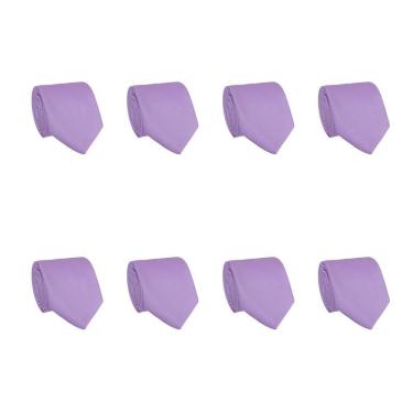 Imagem de Kit 8 Gravatas Masculina Social Slim Premium Tons de Roxo Lisa Elegante Padrinhos Formatura Trabalho