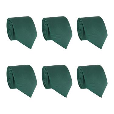 Imagem de Kit 6 Gravatas Masculina Social Slim Premium Tons de Verde Lisa Elegante Padrinhos Formatura Trabalho