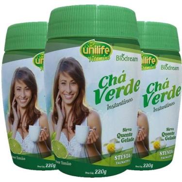 Imagem de Kit 3 Chá verde Sóluvel 220g sabor Limão Unilife