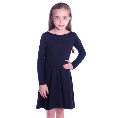 Imagem de Vestido Infantil Preto Manga Longa Decote Canoa