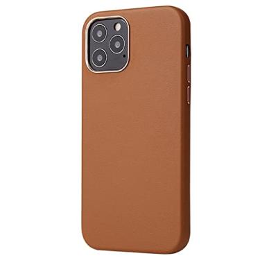 Imagem de GSYH Capa para iPhone 13 Mini/13/13 Pro/13 Pro Max, capa protetora de couro anti-impressão digital traseira à prova de choque proteção de câmera TPU casos, marrom, 13 15,5 cm