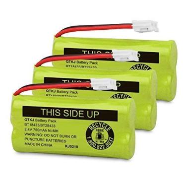 Imagem de QTKJ BT184342 BT18433 BT284342 BT28433 BT-1011 BT-1018 BT-1022 Bateria de telefone sem fio para Vtech CS6209 CS6219 CS6229 DS6322 DS6151 AT&T CL800 100 CL80109 Uniden DCX400 BT-6010 DWX337 (pacote com 3)