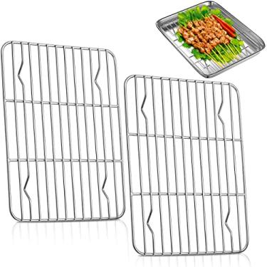 Imagem de AB1 2 peças rack de resfriamento rack de aço inoxidável metal assado rack de cozinha resistente ao calor rack de arame pequeno rack de arame resistente para assar grelhar cozinhar secagem AB1