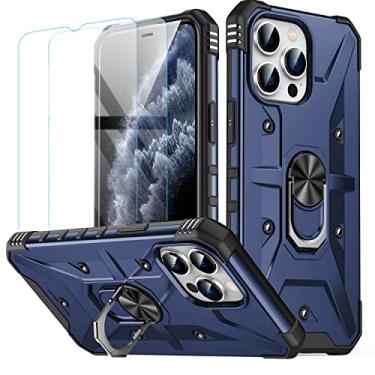 Imagem de Capa para iphone 11 Pro (2 protetores de tela de vidro temperado), iphone 11 Pro Case, iphone 11 Pro Capa (Azul)