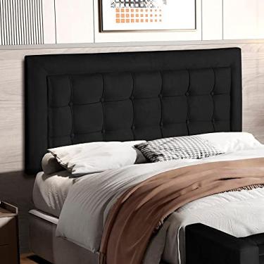 Imagem de Painel Cabeceira Estofada Mirk para Cama Casal 160 cm Preto