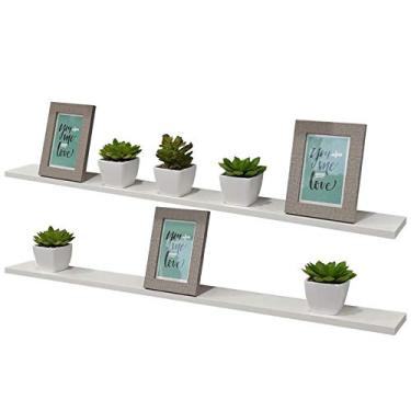 Imagem de Kit 2 Prateleiras 80 x 15cm Branca Suporte Invisível