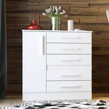 Imagem de Cômoda 1 Porta 5 Gavetas Advantage Batrol Móveis Branco