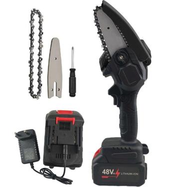 Imagem de Mini Motosserra Eletrica 48v De Mao Sem Fio Portatil Corta Bambu Madeira Lenha Podar Carpintaria Galhos Jardinagem Arvore